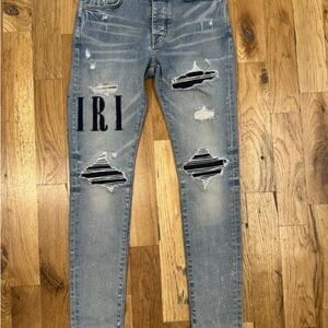 Men's Distressed Blue Jeans